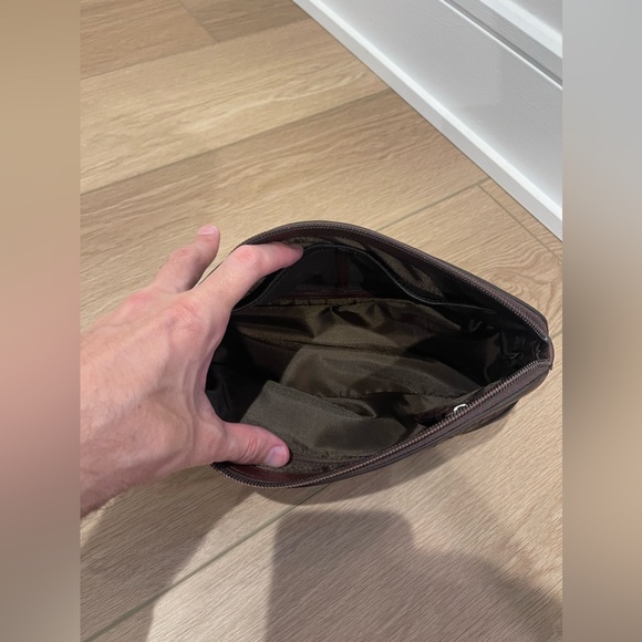 Cole Haan Toiletry Bag NWT Brown Weave Shaver Bag Basket Weave Makeup Kit Flaws - Picture 8 of 16